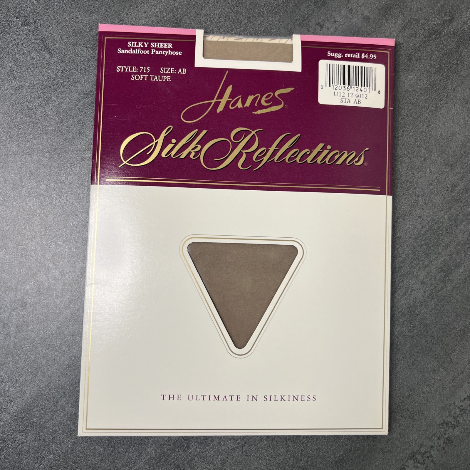 VTG 1994 Hanes Silk Reflections Sheer Sandalfoot Pantyhose Soft Taupe Size A-B