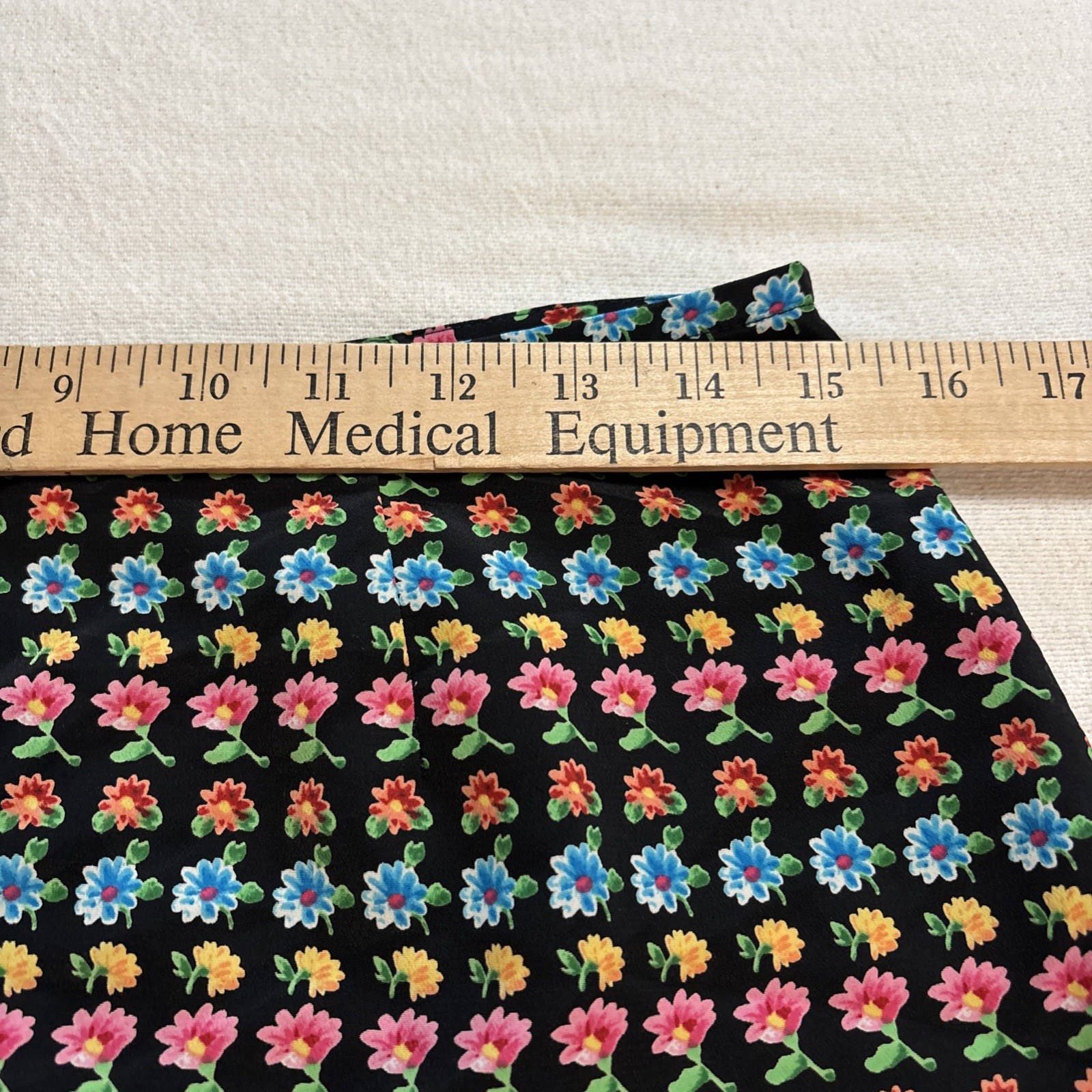 VTG 90’s Compagnie Internationale Express Skirt Black Floral Artsy Sz 11/12