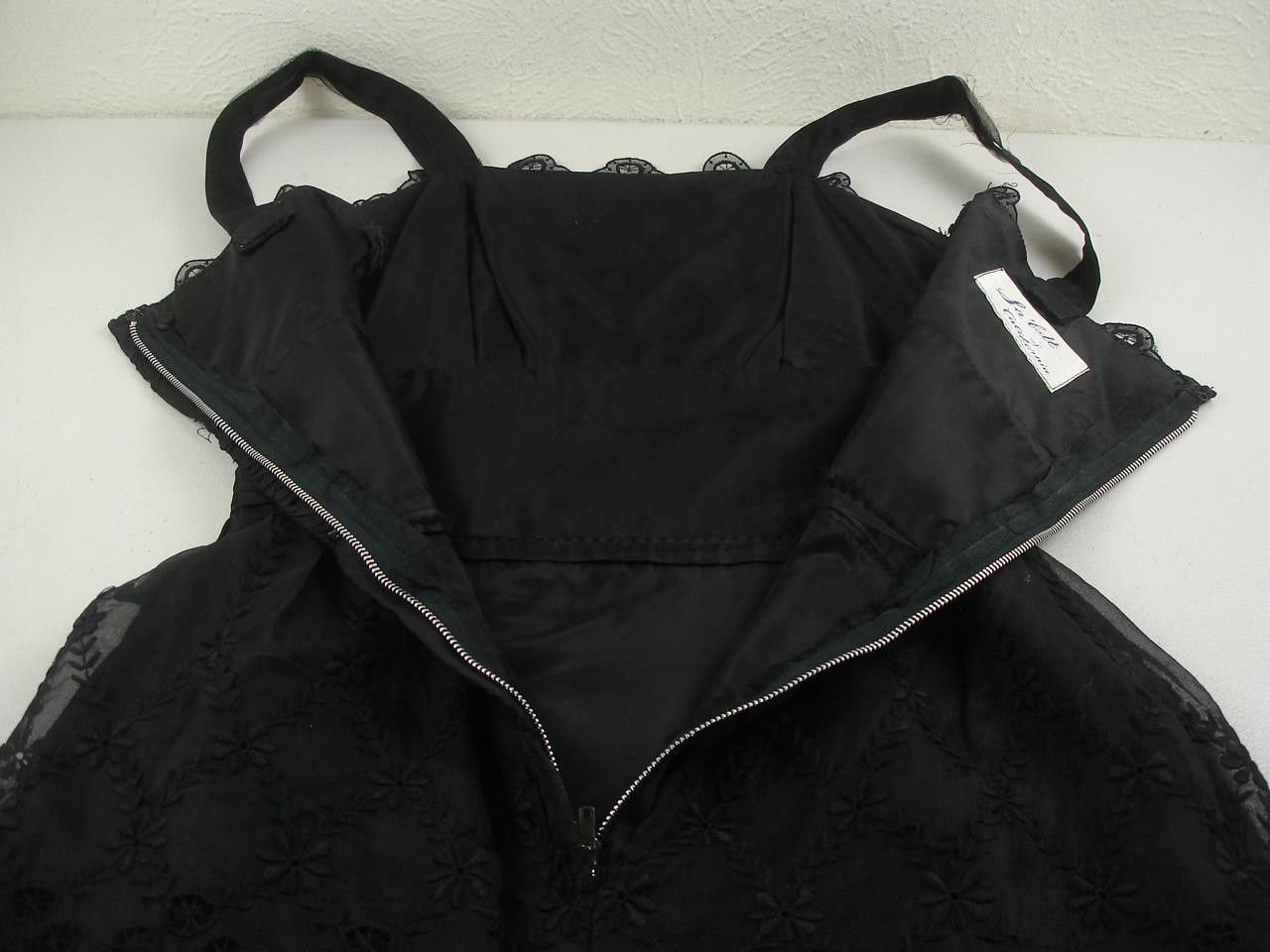 Women’s XS Vtg 1950’s Sa’Bett of California Little Black Dress Lace Party Formal