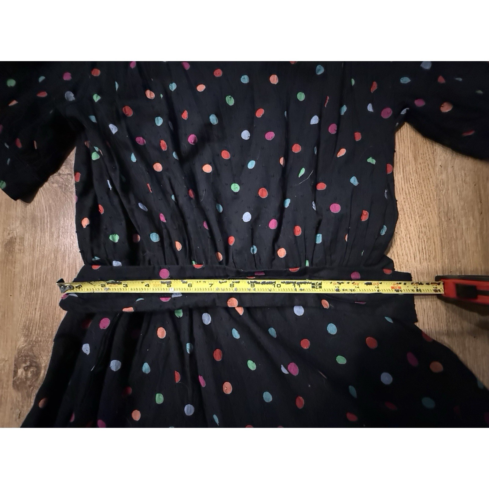 Vintage Black Dress Polka Dots Cotton Francesca Of Damon For Starington W Sz L