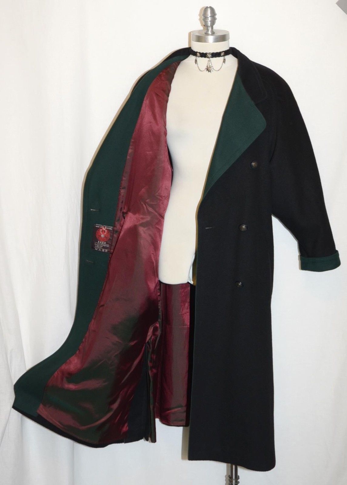 BOILED WOOL Austria OVER COAT Winter WARM EXTRA LONG Trench Dress BLACK B44 14 L