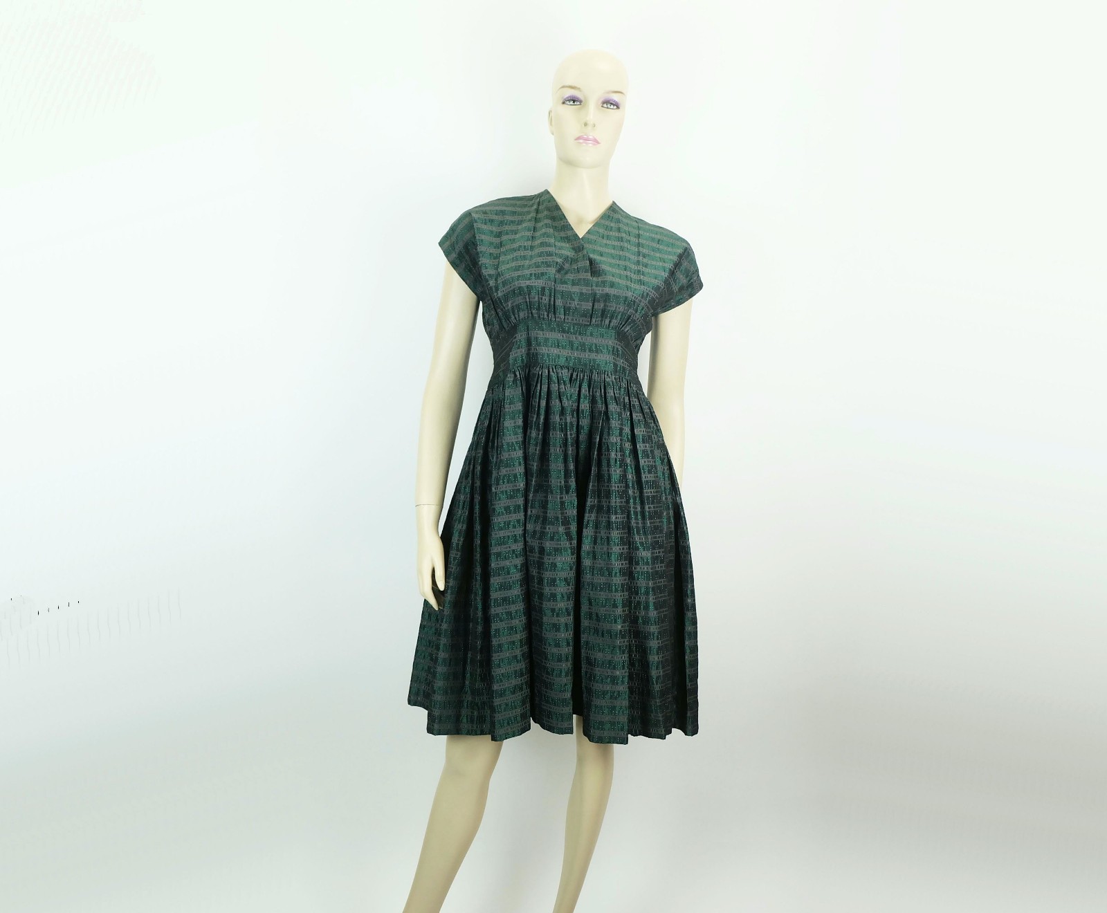 1950s DRESS model dress true vintage rockabilly size 36 wide skirt shiny