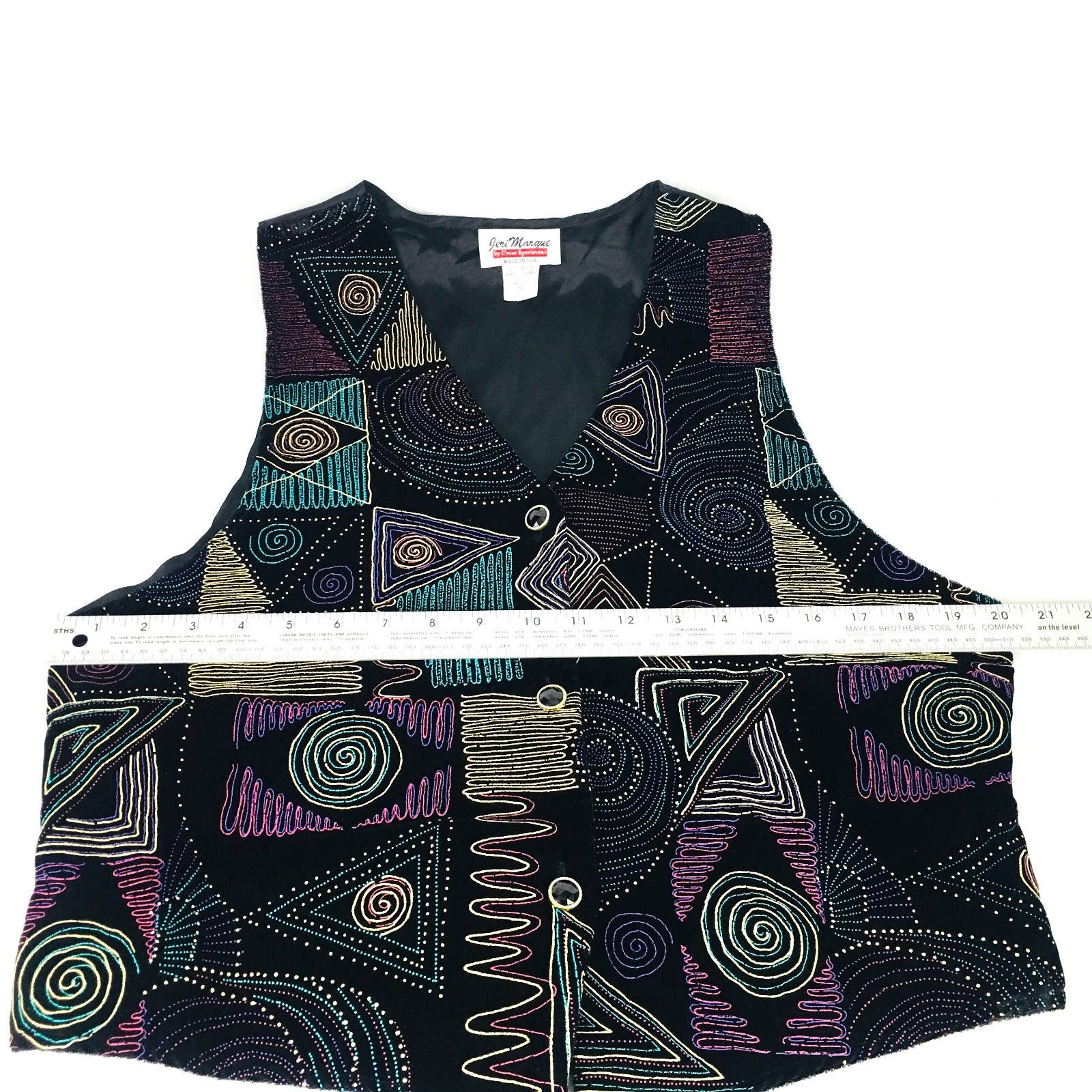 Womens Vintage Jeri Marque by C’mon Sportswear Multi-Colored Vest Size Large