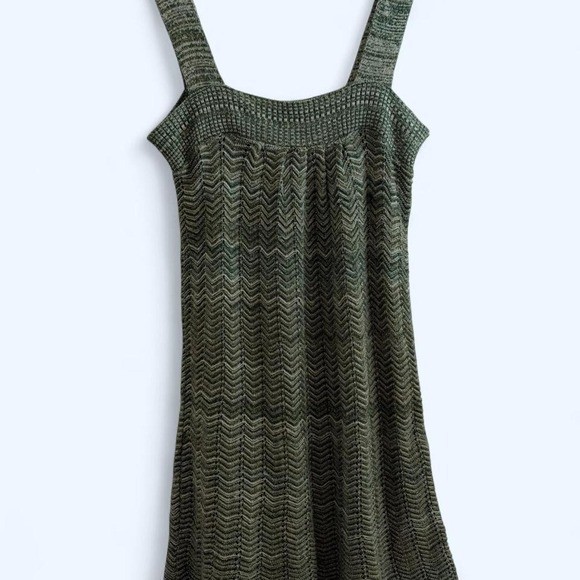 Fairycore Whimsical Y2K Sweater Project Sage Green Knit Mini Tank Dress Sz S