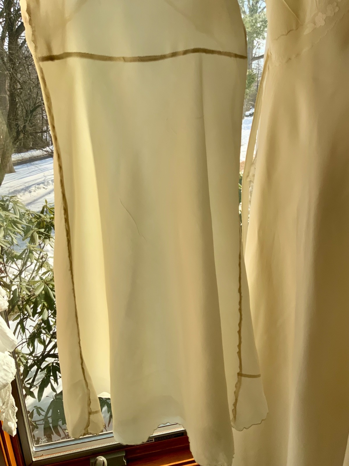 1920s–30s Pure Silk Embroidered Slip Dress-XS