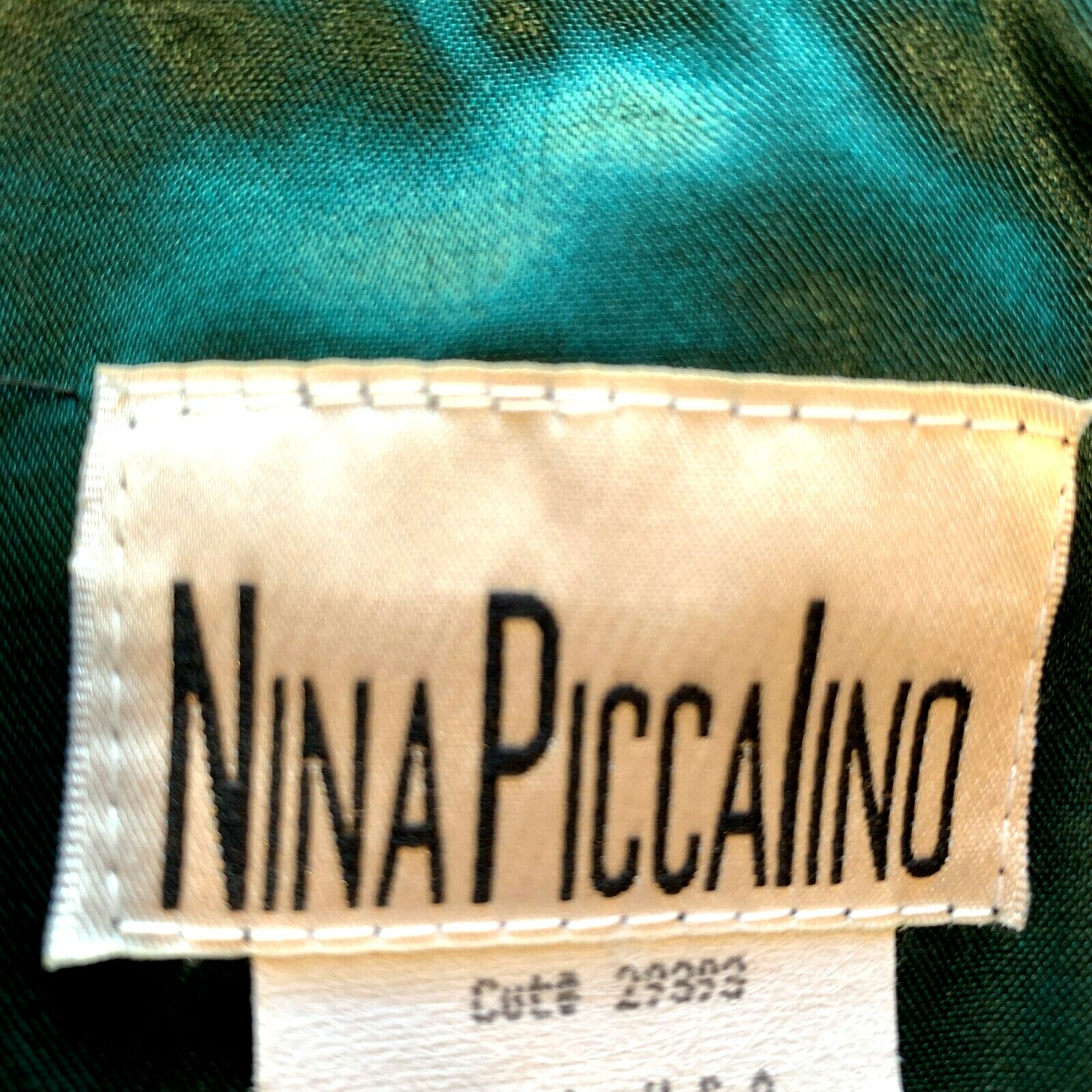 VTG Nina Piccalino Jacket w/ Attach Tank Top Black Green Jacquard USA Made Sz 8