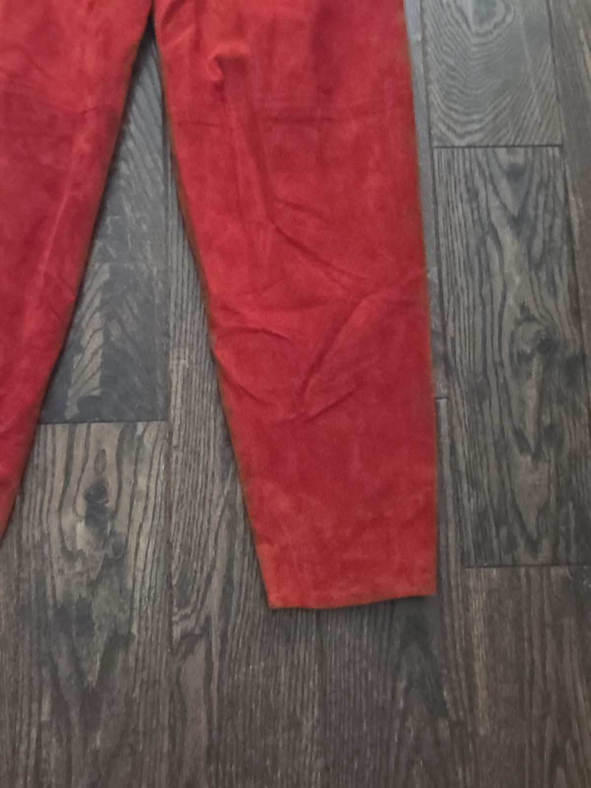 Vintage Firenze Santa Barbara Red Suede Leather High Waist Tassel Pants Women’s