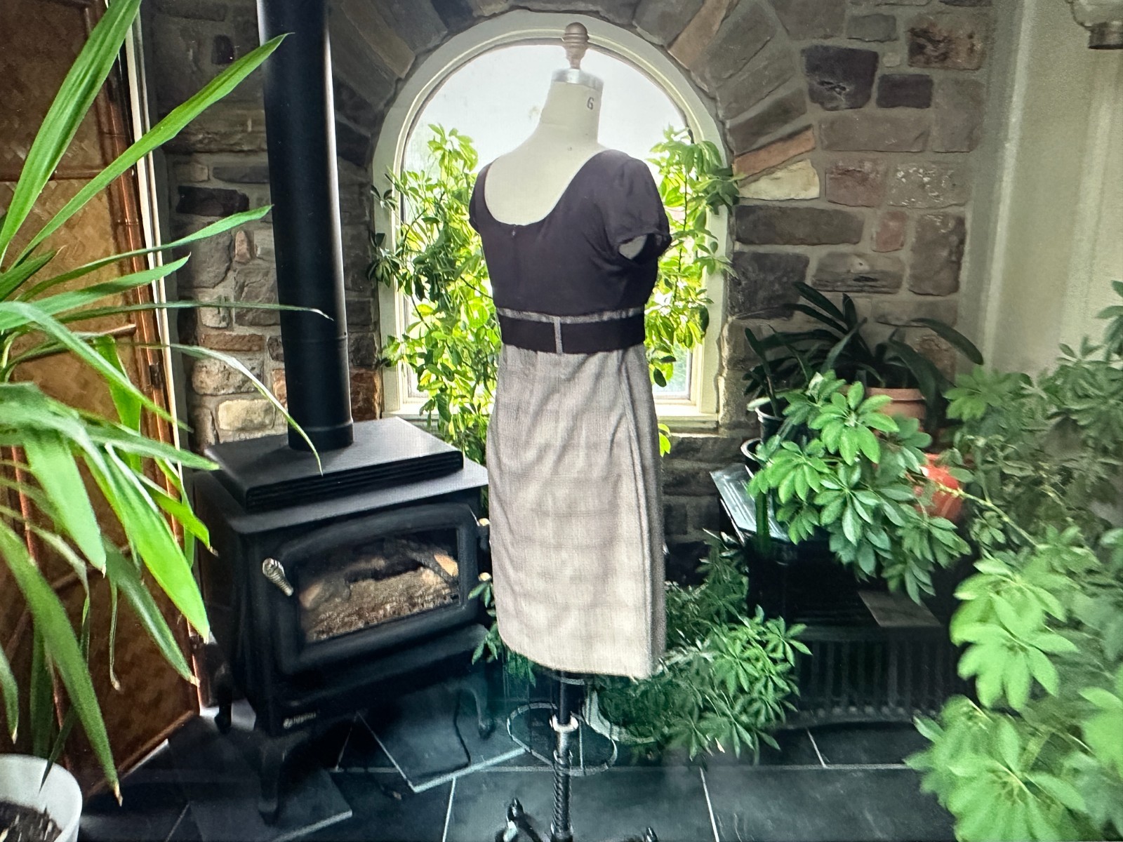Vintage 1990s Brown Plaid Belted Dress IZ Byer California Deadstock