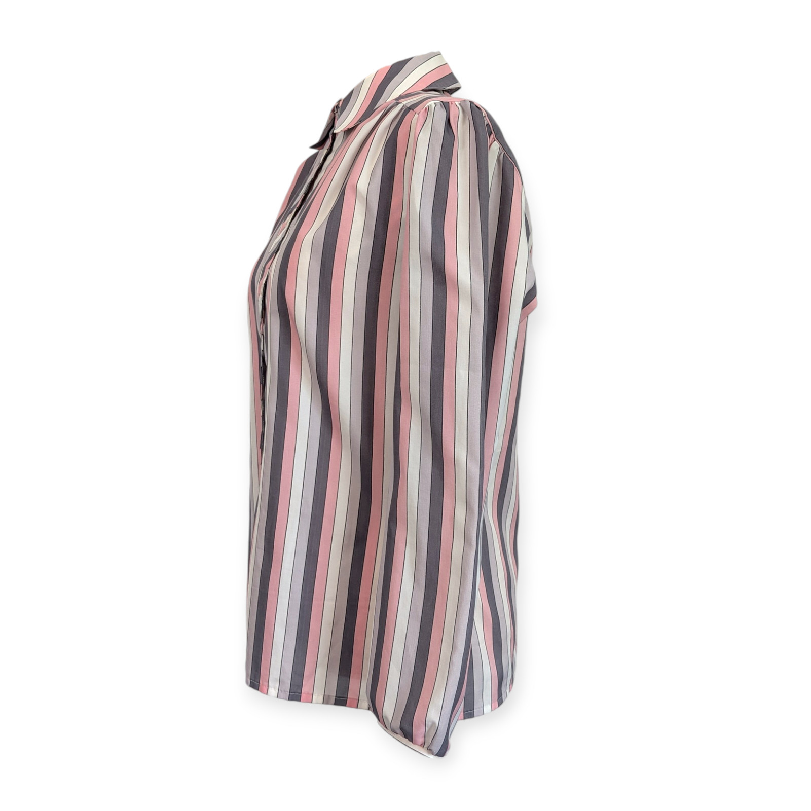 70s 80s Lady Arrow Candy Stripe Button-down Shirt Sz 10 pink gray pastel