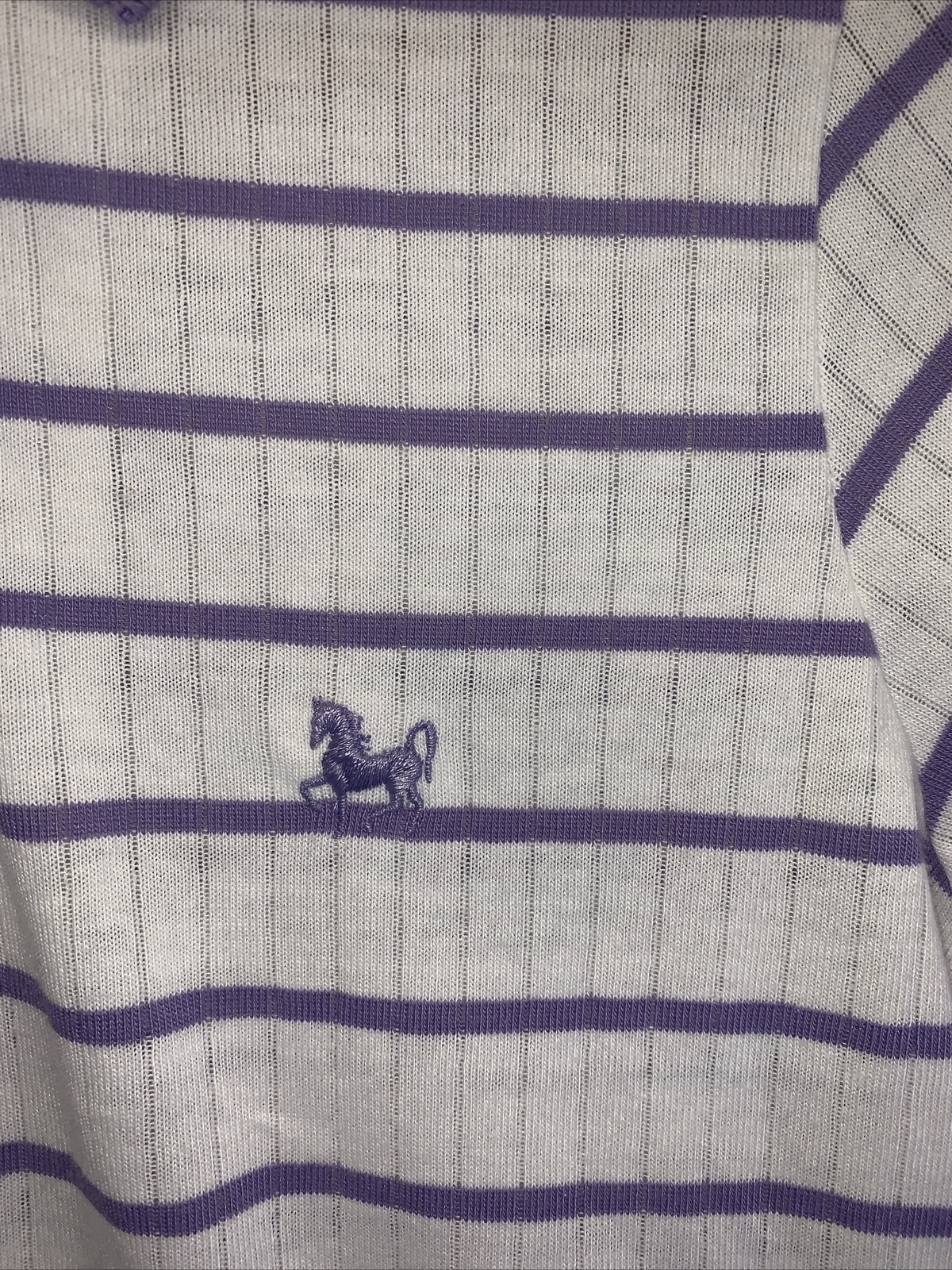 Vintage 1980-90s Hunters Glen Womens Purple White Polo Shirt Size S USA-6979