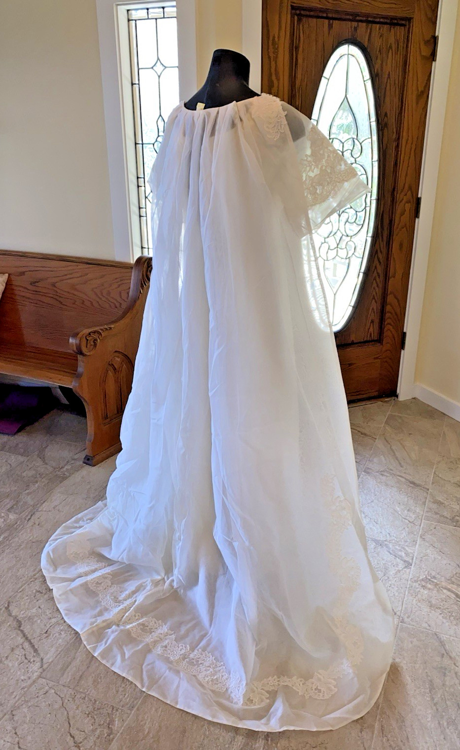 60s Alfred Angelo Edythe Vincent Wedding Gown ButtonBack Demure Detachable Train