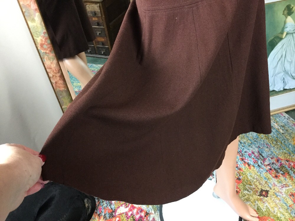 Vintage 1960’s Barry Ashley Brown Wool Skirt Waist 24” A Line Knee Length Sz 4