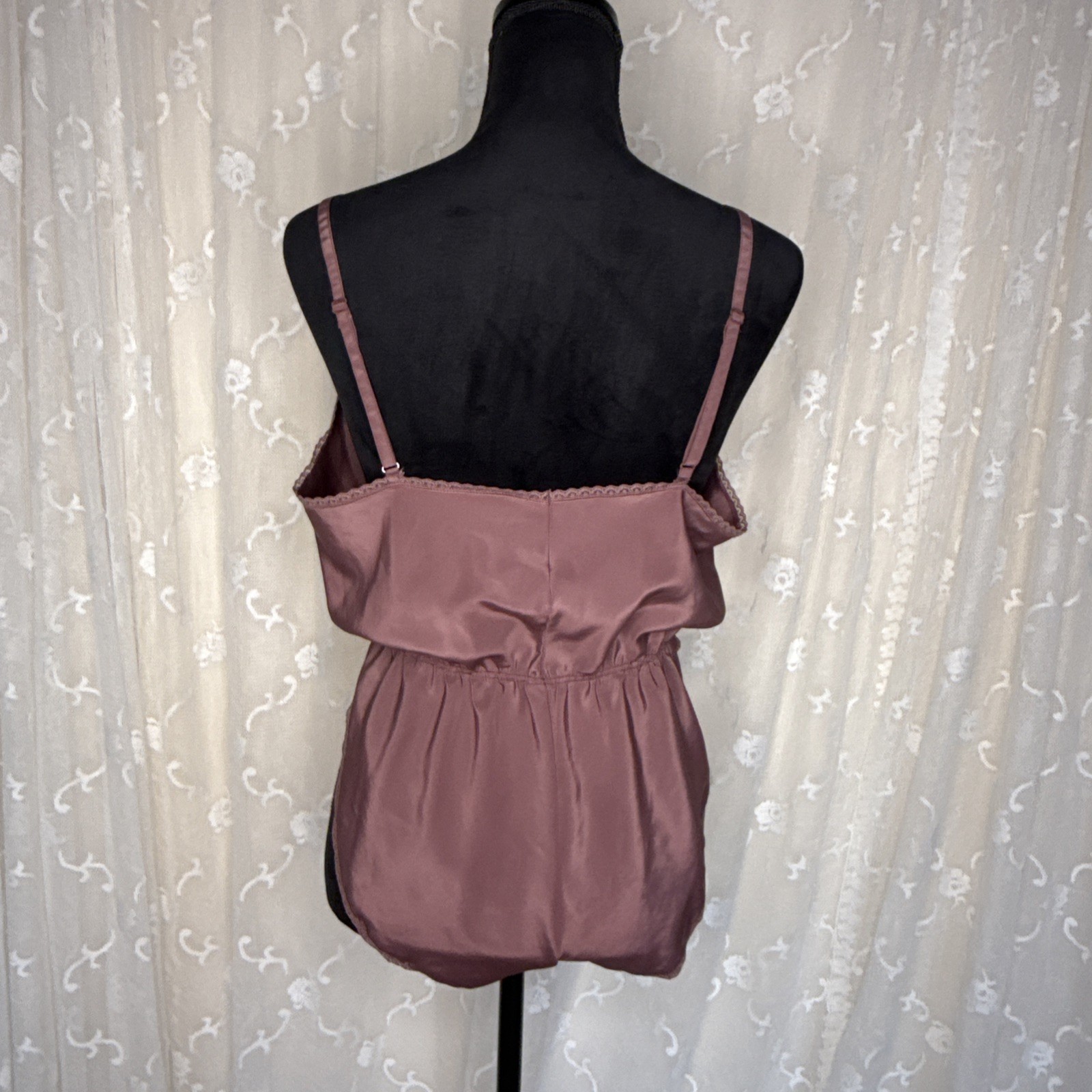 VTG Lorraine Solid Grape & Scalloped Lace Sissy Teddy Romper Playsuit Med 38 B