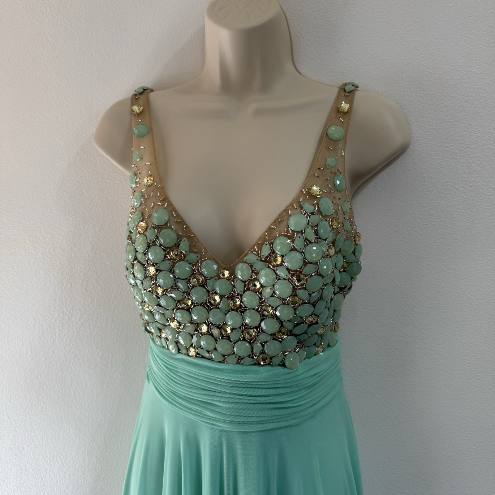 Vintage Y2K 90s Dress 6 Prom Homecoming Formal Jasmine Mermaid Beaded Turquoise