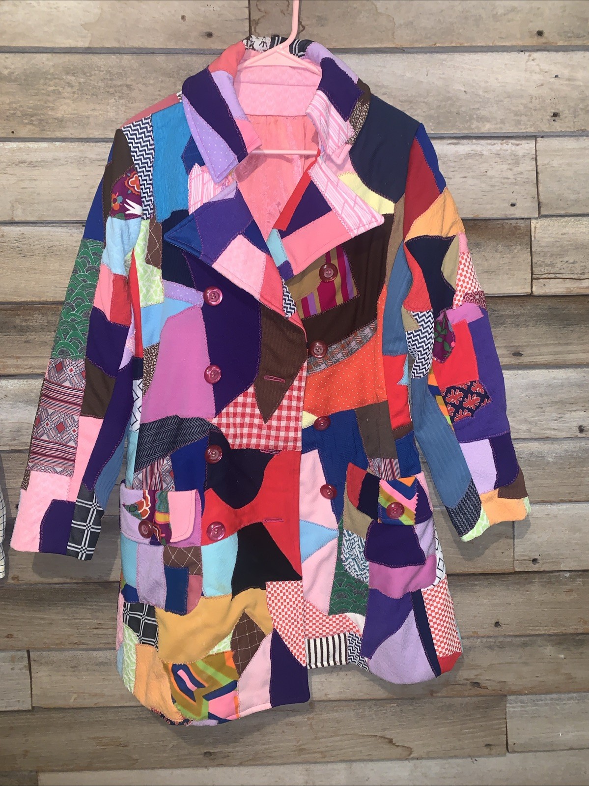 Vintage Handmade Crazy Quilt Coat Size Medium/Large- Great Condition