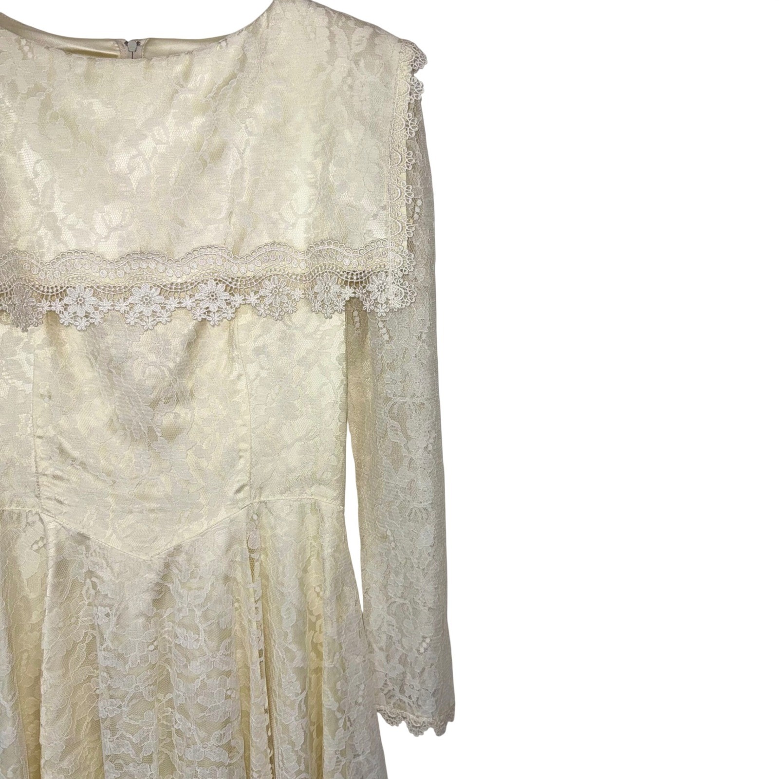 Vintage 70s Gunne Sax Prairie Lace Dress Ivory Victorian Revival Cottagecore