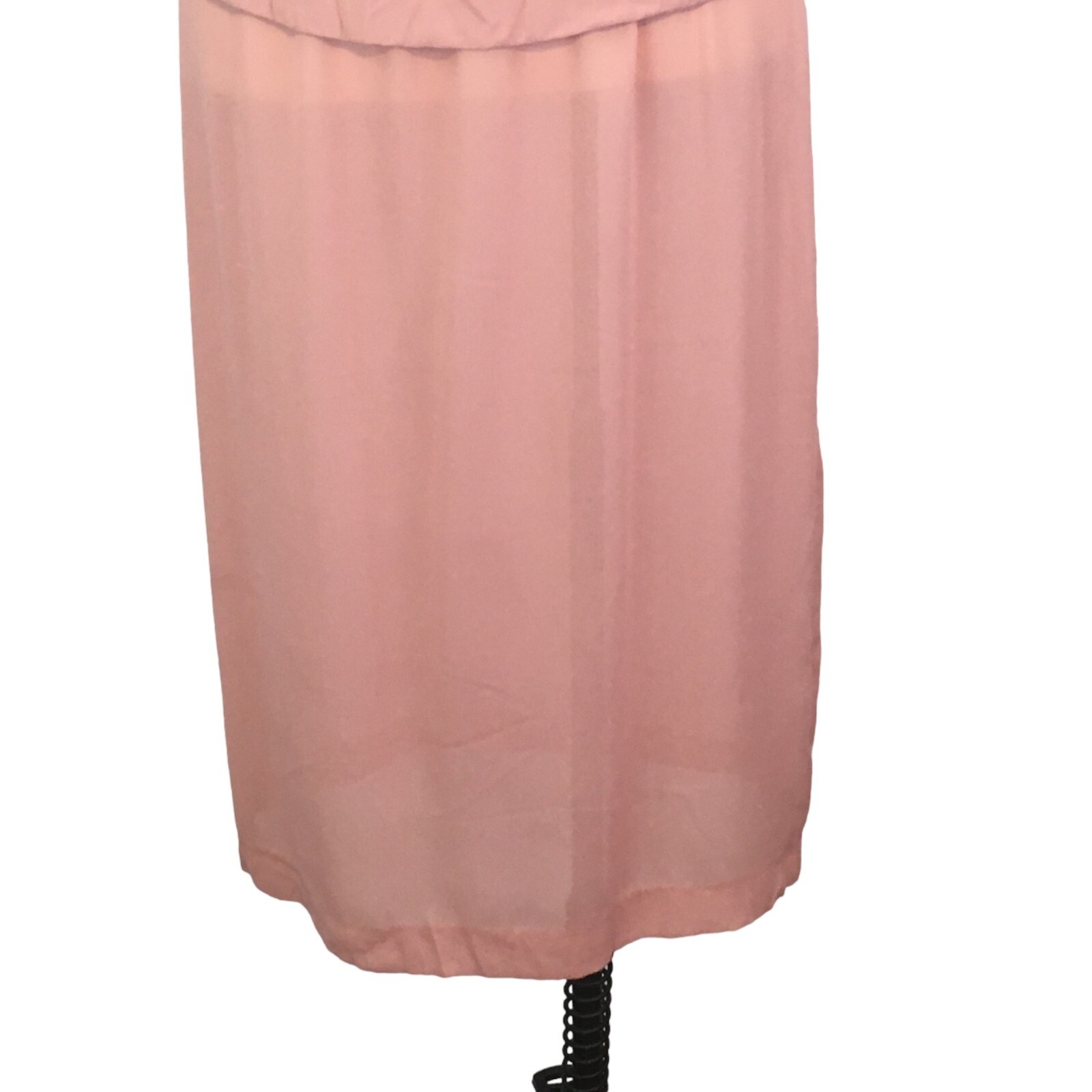Amy-Deb Vintage 70’s Dusty Pink Sheer 2 pc dress, Lace Collar Cottagecore, sz 12