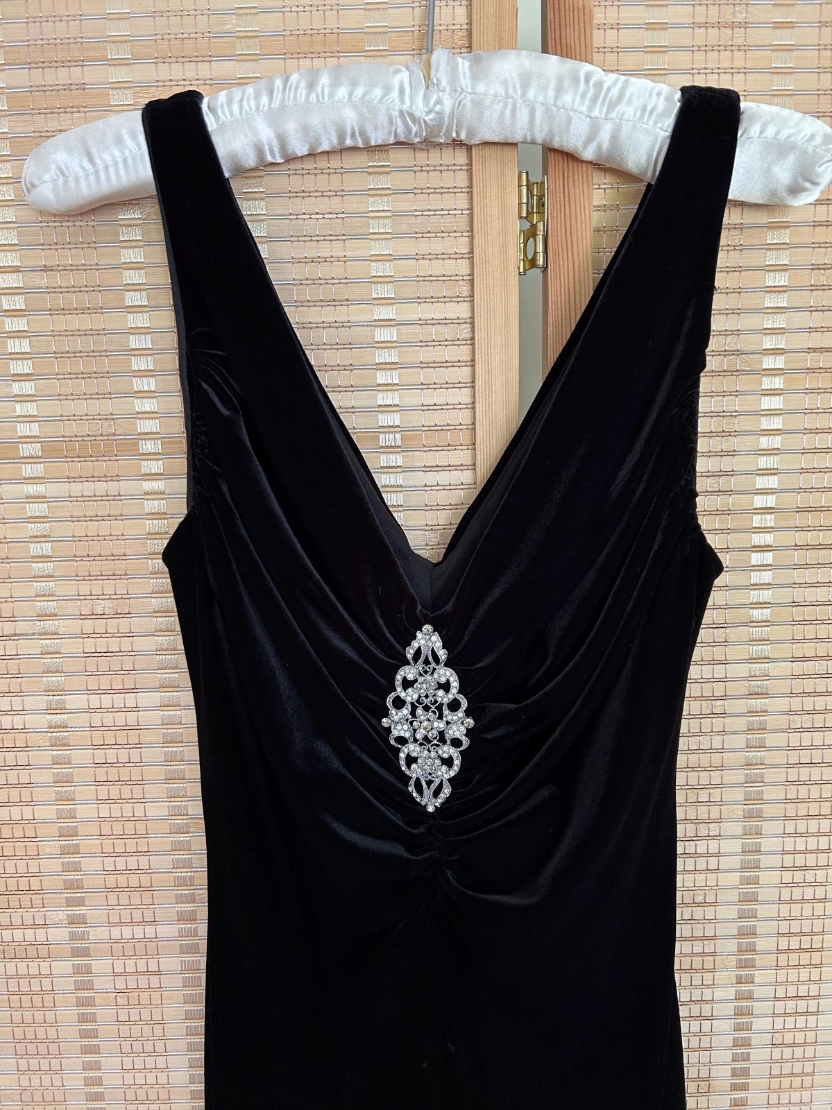 Vintage Onyx Nite Black Velvet Gown Size 6 | Rhinestone Formal Dress | Old Holly