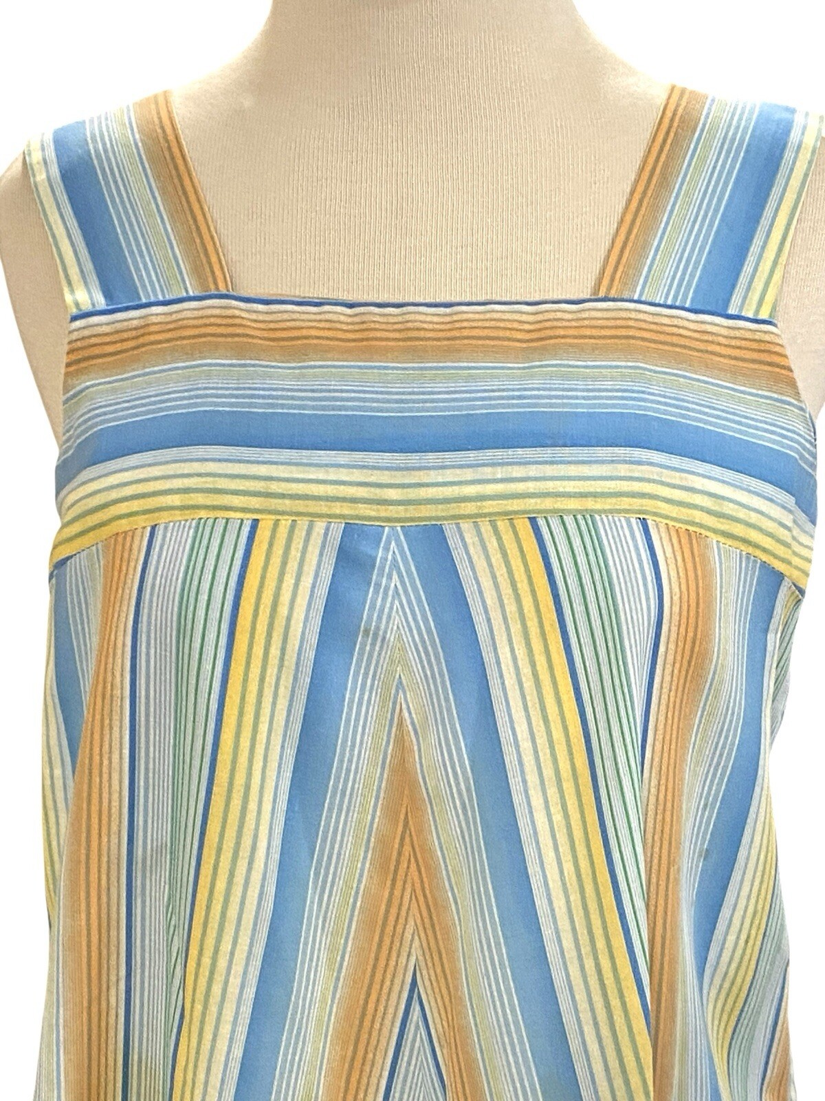 Vintage 70s Striped Mumu House Dress One Size Handmade Sleeveless