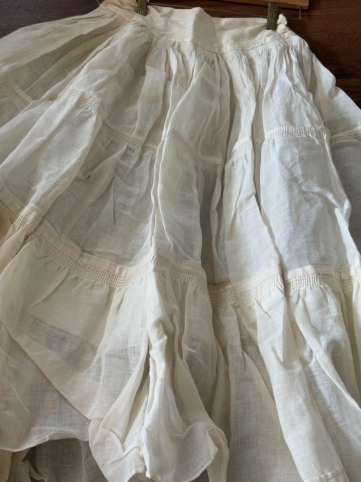 2pc lot VINTAGE FULL CIRCLE TIERED PETTICOAT SLIPS AS IS FOR REPURPOSING