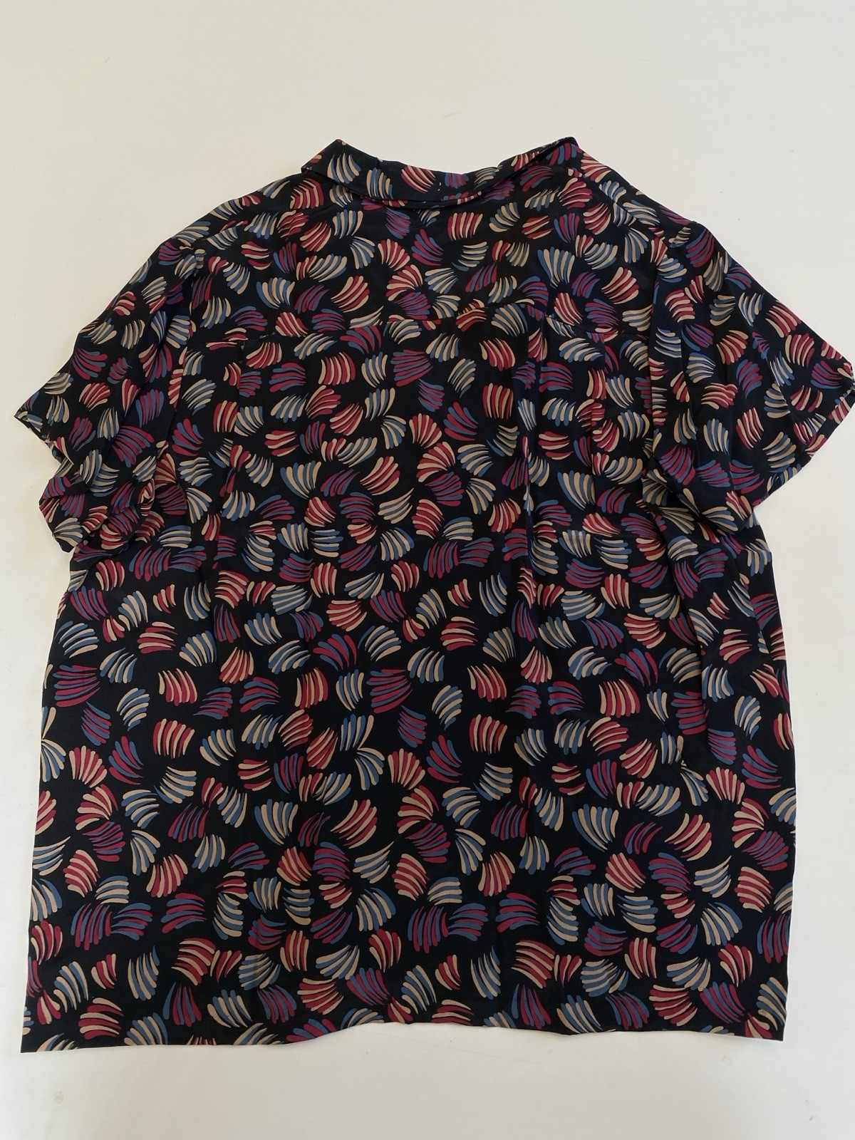 Vintage Handmade S 100% Silk Blouse Top Short Sleeve Abstract