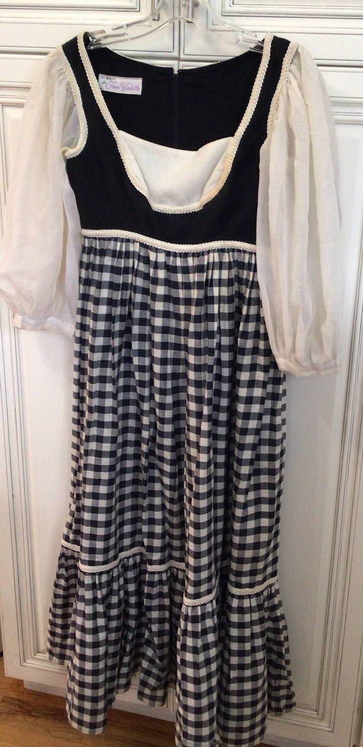 Vintage 70’s Jay Morley for Fern Violette Peasant Style Hippie Dress Plaid