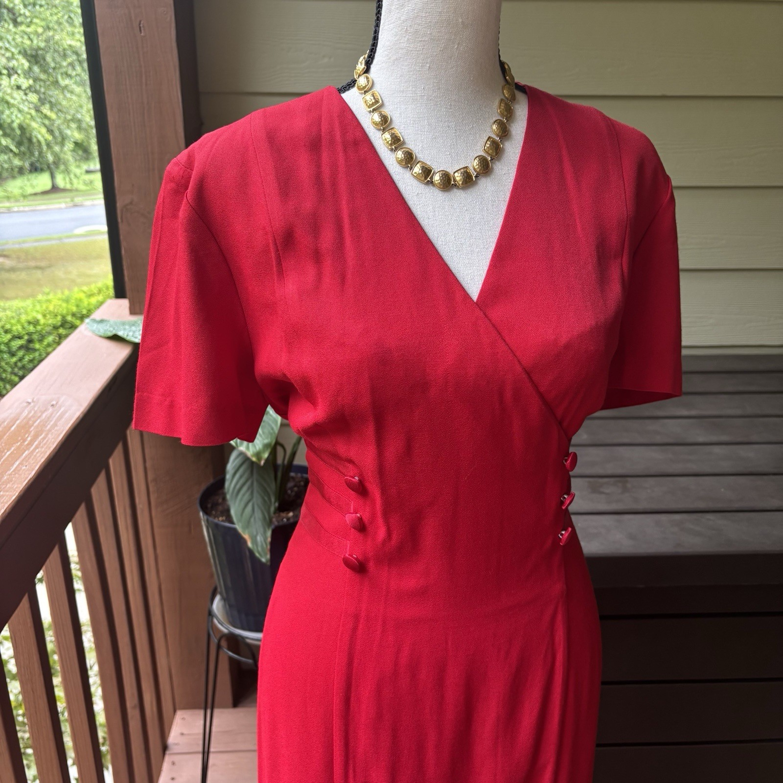 Vintage 80s John Roberts Red FittedSheath Dress | Holiday Maxi Size 6