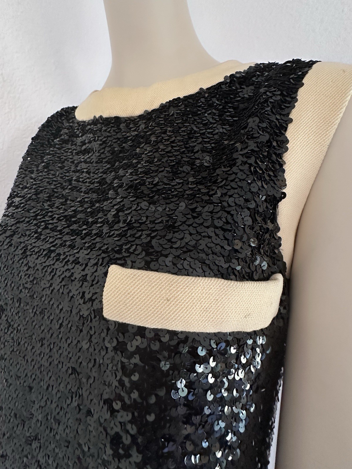Vintage 1960s JEAN PATOU (KARL LAGERFELD?) SPARKLING SEQUINS WOOL SHIFT DRESS
