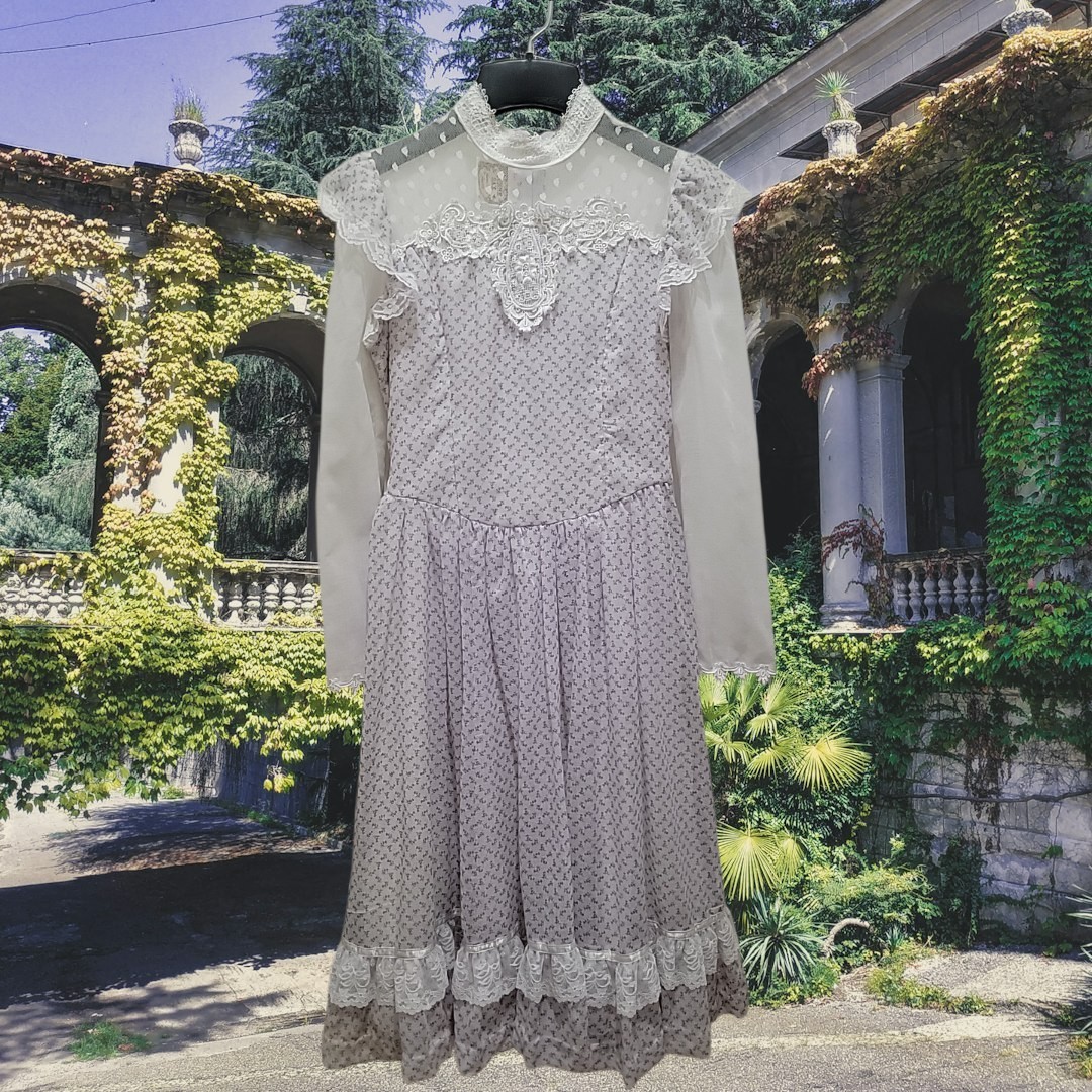 Pale Purple Floral Vintage Gunne Sax Dress Victorian Prairie 1970’s Girls 12