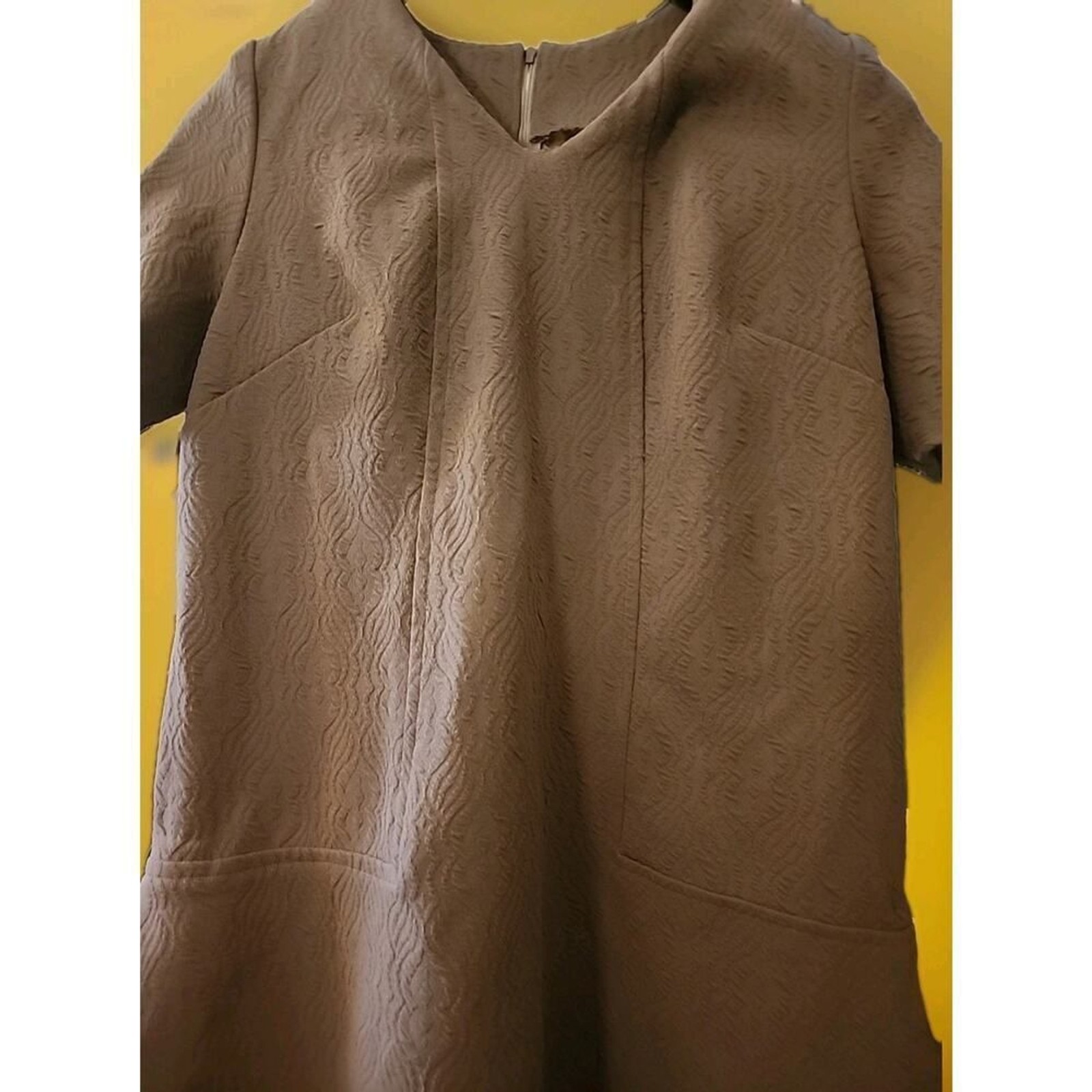 Vintage Beige Dress House Day Shift Dress 60s Small A99 Madmen Sixties