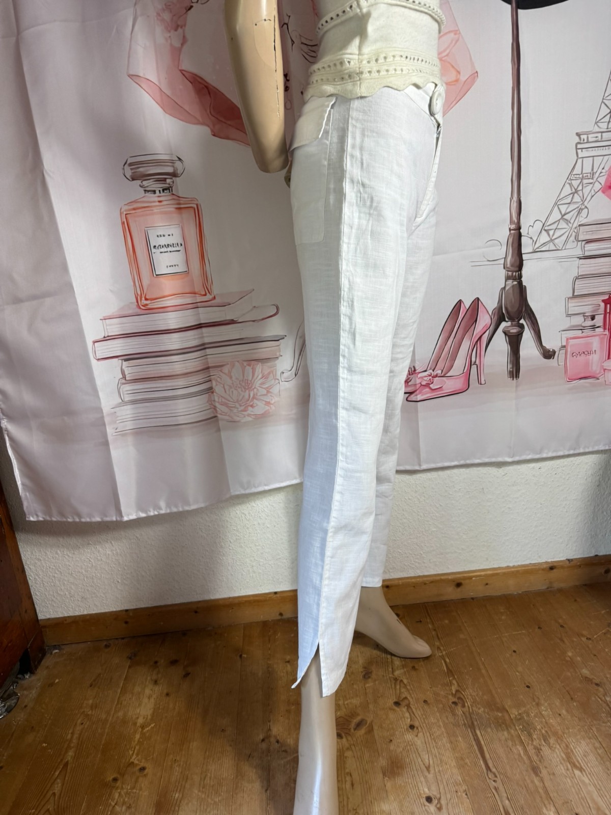 Hemp Pants KristenseN DU NORD Y2K White 34 36 Made in Italy Bootcut Luxury