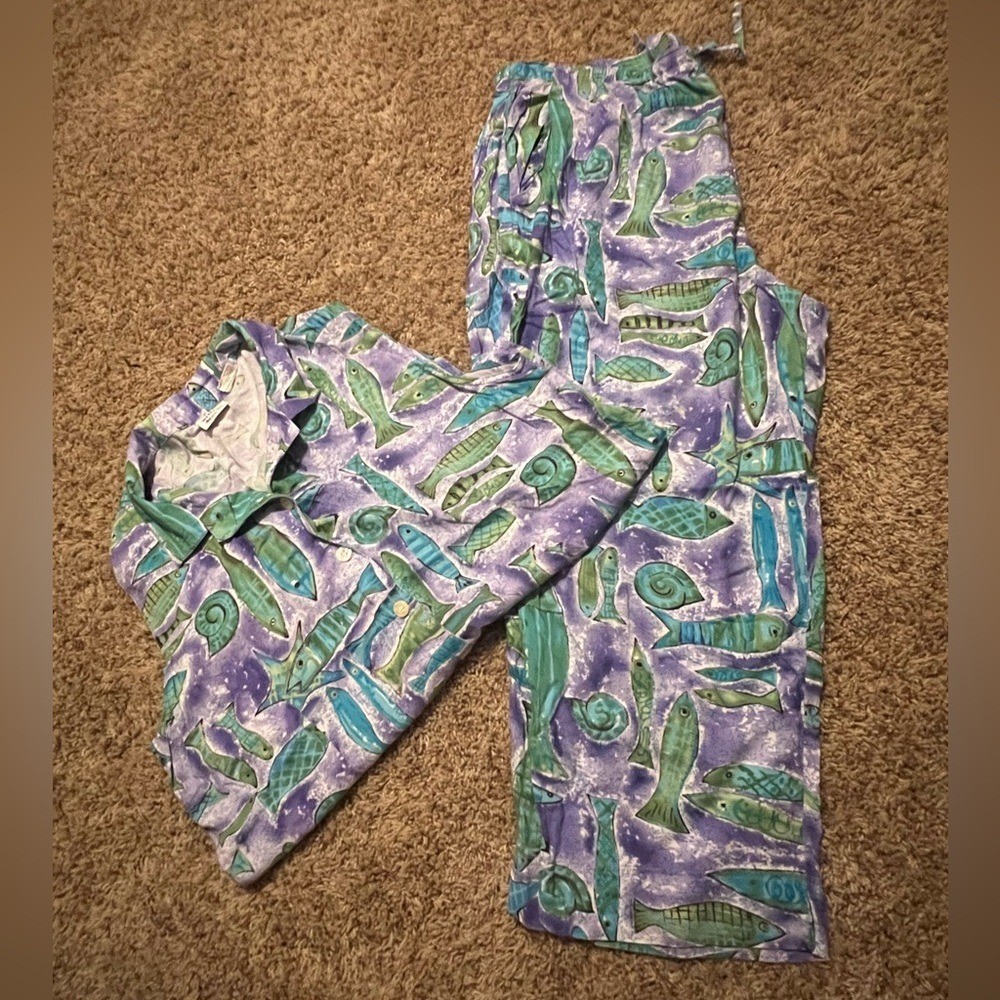 Vintage Weekend Clothes Line Vibrant Sea-life Print Set
