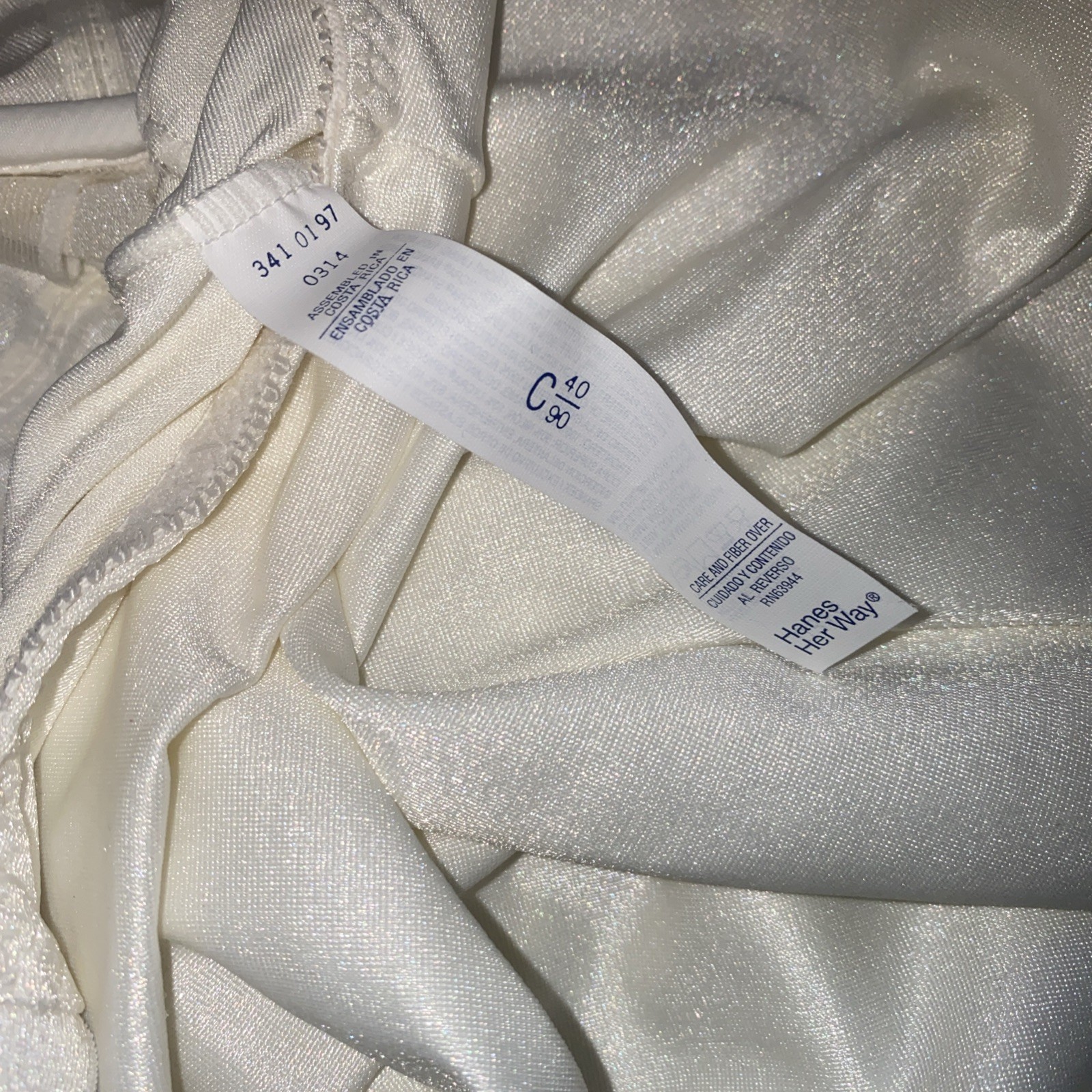 Hanes Her Way Vintage Ivory Tank Bodysuit Satin Print Panels Sexy Sissy 40C
