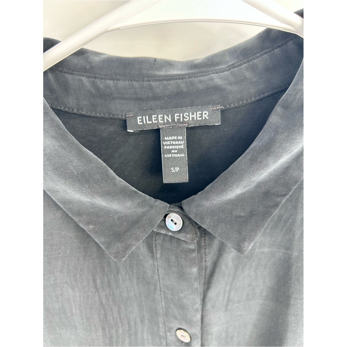 Eileen Fisher Short Sleeve Jersey Button Down Top – Size small