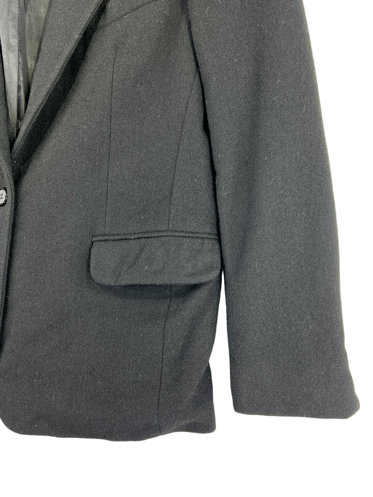 VTG Bretton Place Women Size Blazer Black 3 Pocket Notched Lapel Wool