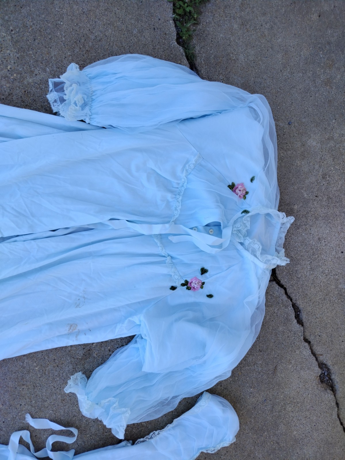 Vintage Laros Nightgown Robe Set Light Blue Small 34