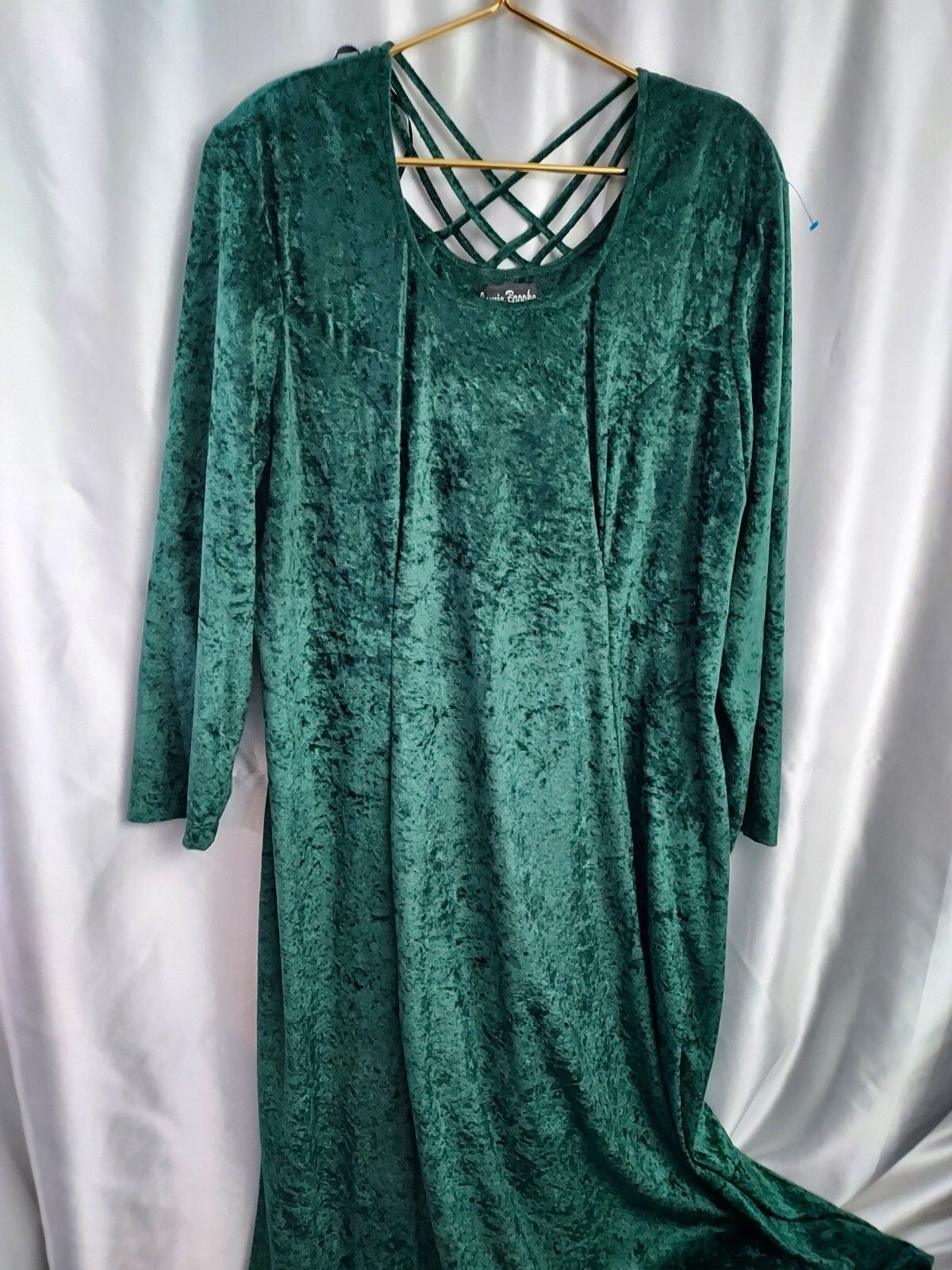 vintage Jamie Brooke Dress plus Size 22 Green Velvet Shoulder pads lattice back
