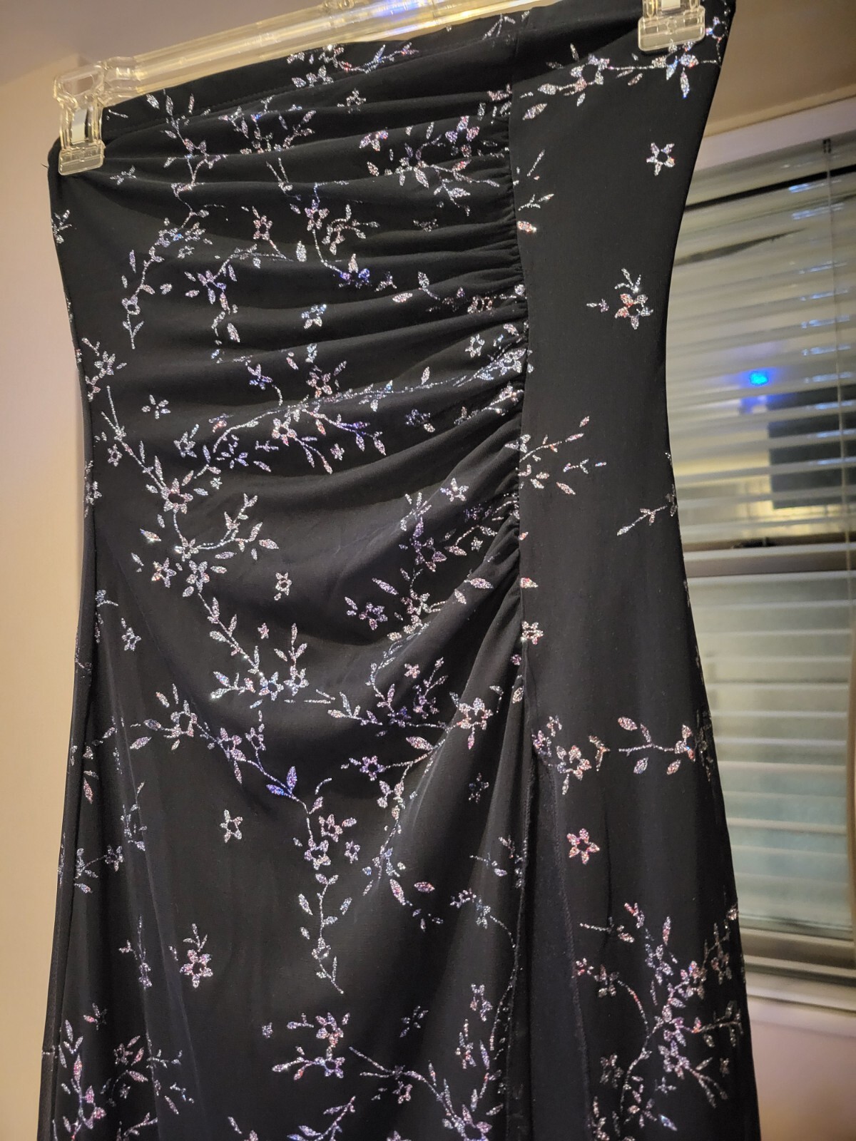VTG 90s STRAPLESS NAVY DRESS Glitter SMALL Ruched NEW WITH TAGS + FREE SHIPPING!
