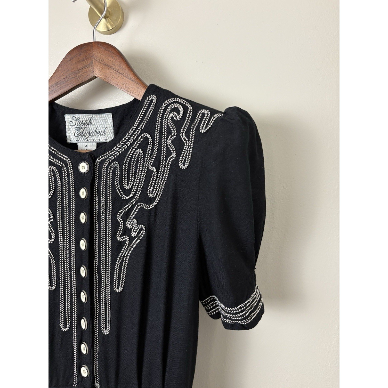 VTG Womens 80s Long Dress Western Dolly Parton Country Prairie Rodeo Cord Sz 4