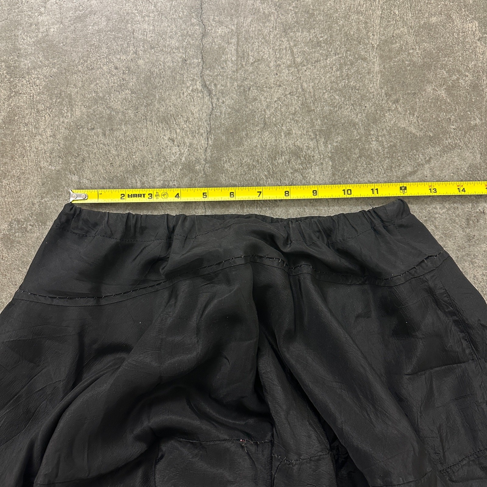 1950s Womens Black Taffeta Ruffle Tulle Skirt Peek-A-Boo Ruffle Uneven Hem Sz S