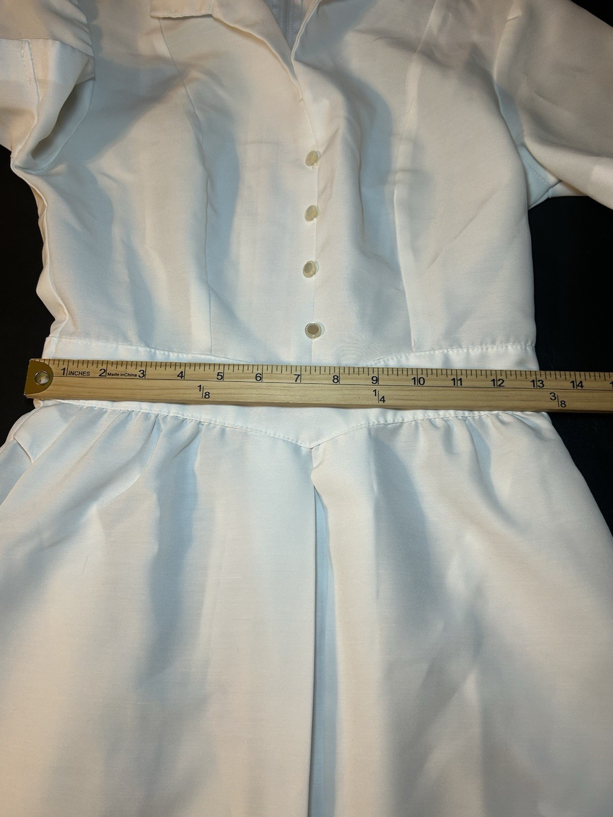 VTG 1960’s XS/S White Nurse Uniform Dress Short Sleeves, Pockets, Zip Up Back