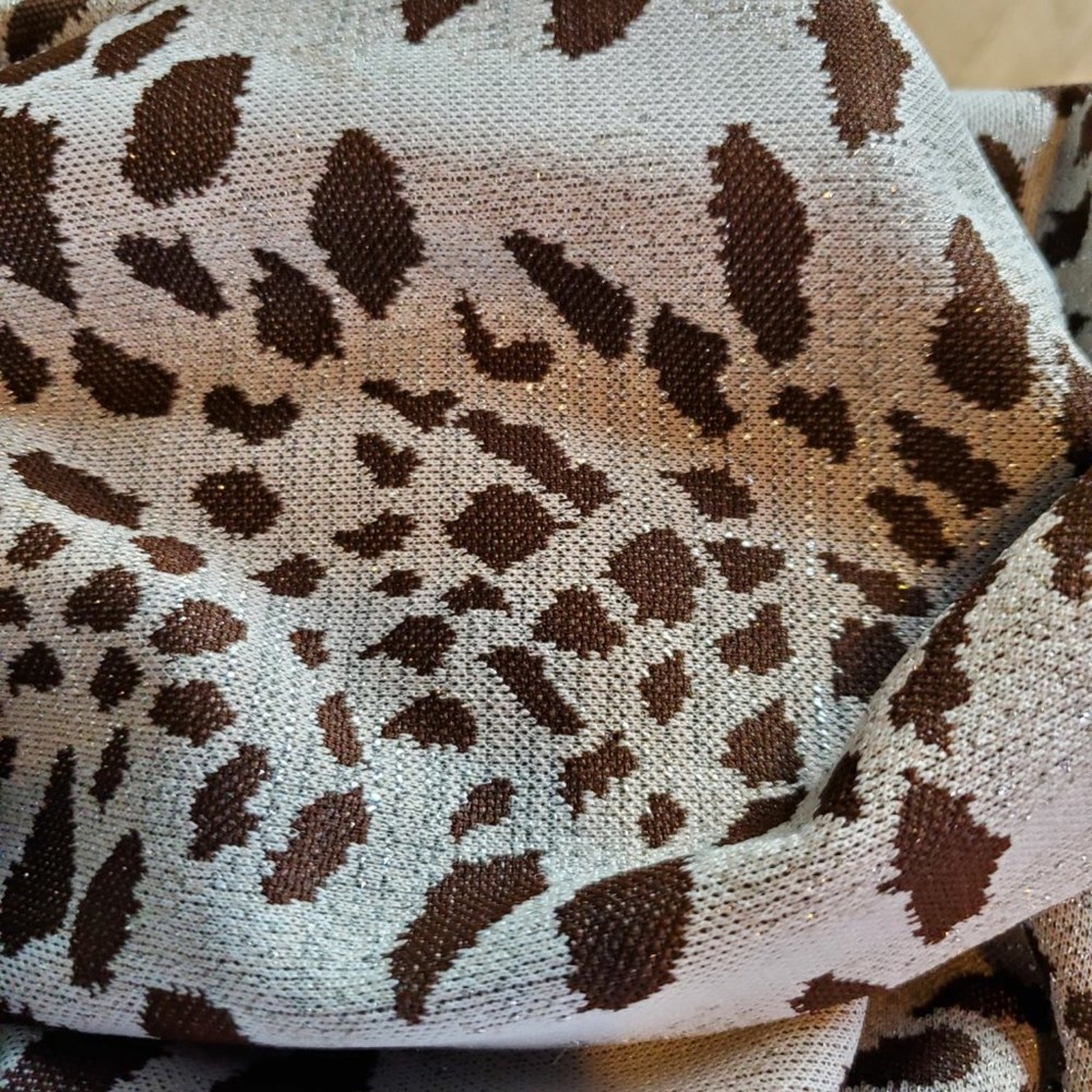 Vintage 70’s 80’s Gray Brown Cheetah Leopard Print Pattern Maxi Dress Gown