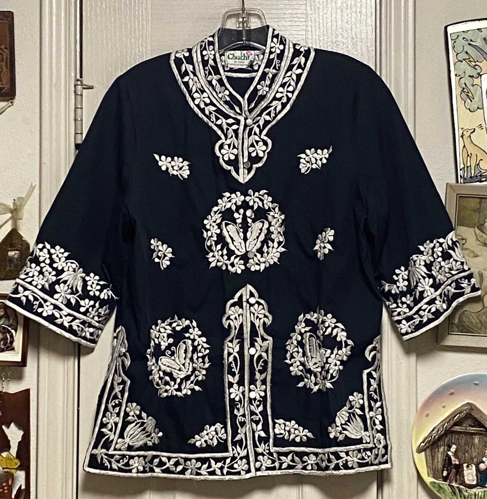 Chuchi By Amtops International, Inc Vintage 1970’s Embroidered Kaftan M Top