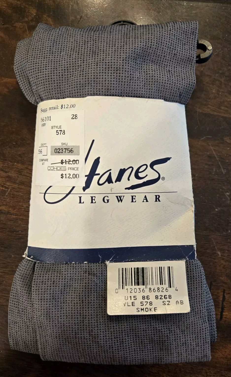 Vtg Hanes Legwear Style 578 Size AB Color Smoke Tights (FJ)