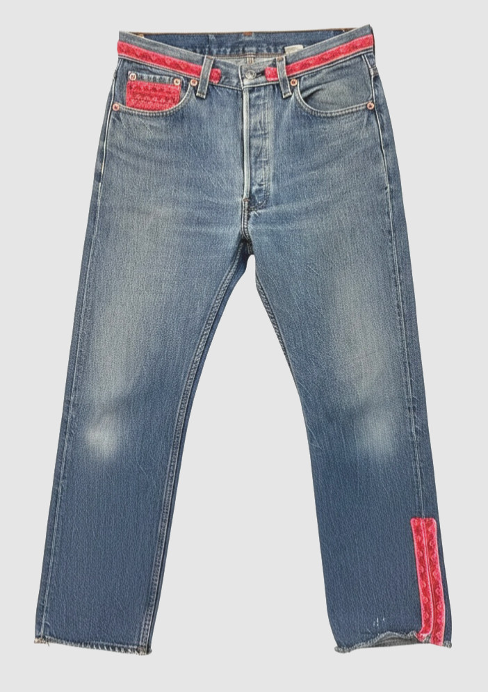 Vintage 1990’s Buzz 18 Embellished Levi’s 501 Jeans W30 28.5” Waist USA Pink