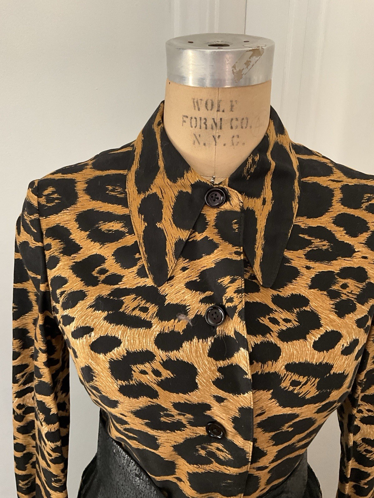 Vintage 1960’s Lanvin Leopard Print Silk Dress with Wide Belt