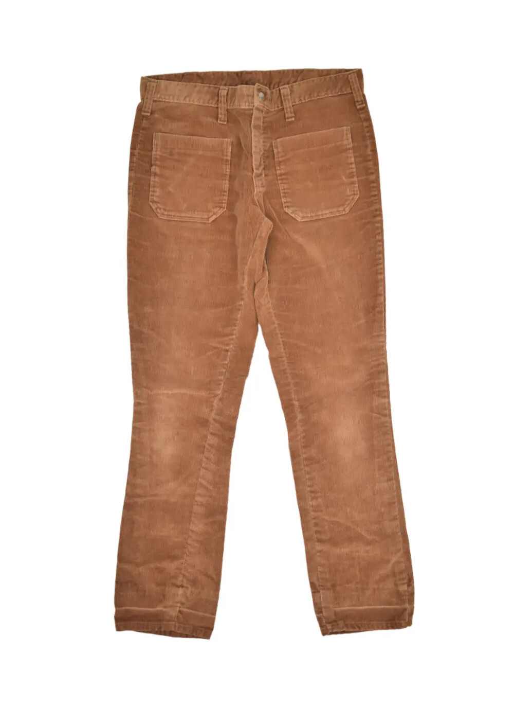 Vintage Corduroy Pants Womens 30×30 Brown Slim 80s Retro High Waist 3D Pocket
