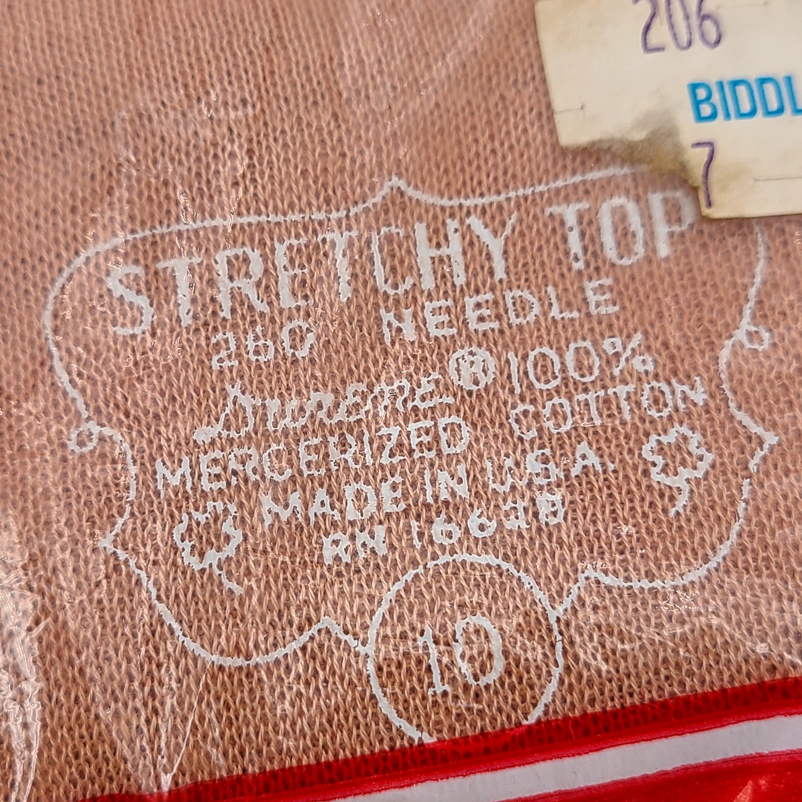 Vintage Durene 100% Mercerized Cotton Hose Stretch Top Size 10 New Made in USA