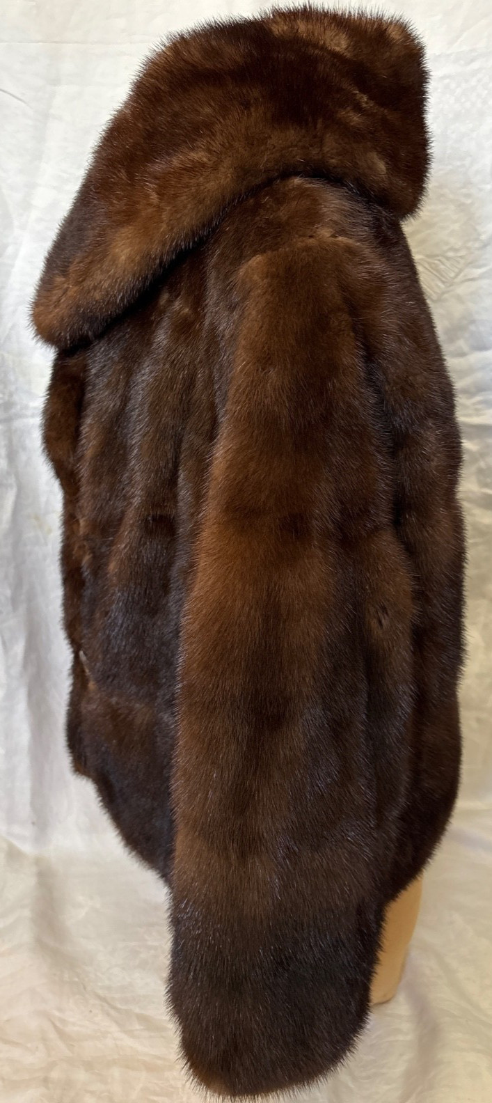 VINTAGE Brown Mink 50’s SHRUG JACKET LADIES SMALL-Shawl Collar-Bracelet Sleeves