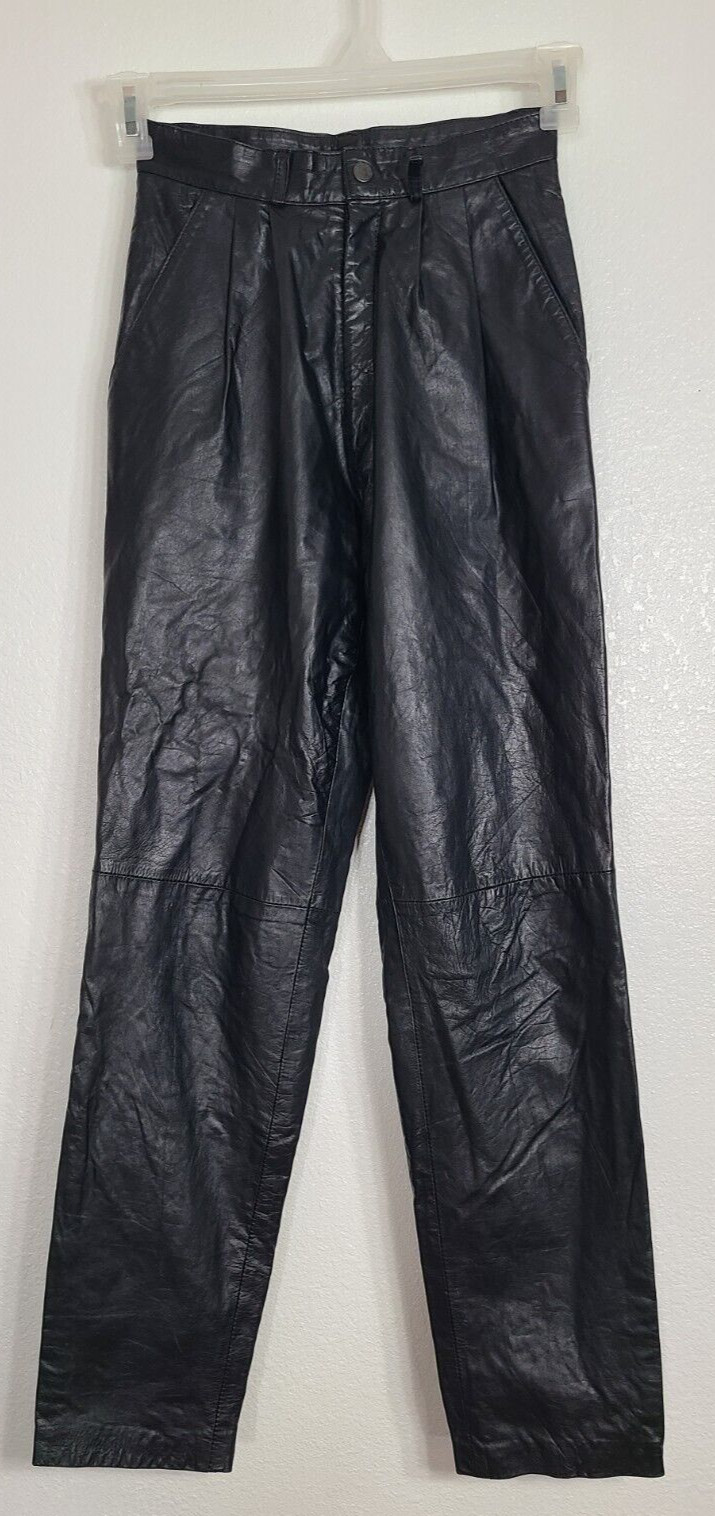 Vintage Joie De Vie High Waited Women’s Black Leather Pants Size 5/6